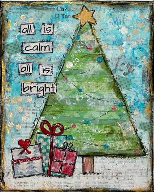 All is Calm Mixed Media Christmas Tree