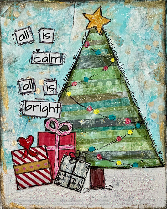 All is Bright Mixed Media Christmas Tree